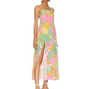 Show Me Your MuMu Julia Maxi Dress Large Tropical Fruit Pockets Airy Side Split